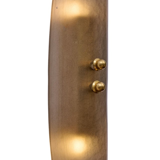 2020s Pair of Contemporary Venetian Smoked Glass and Brass Panel Sconces For Sale - Image 5 of 9