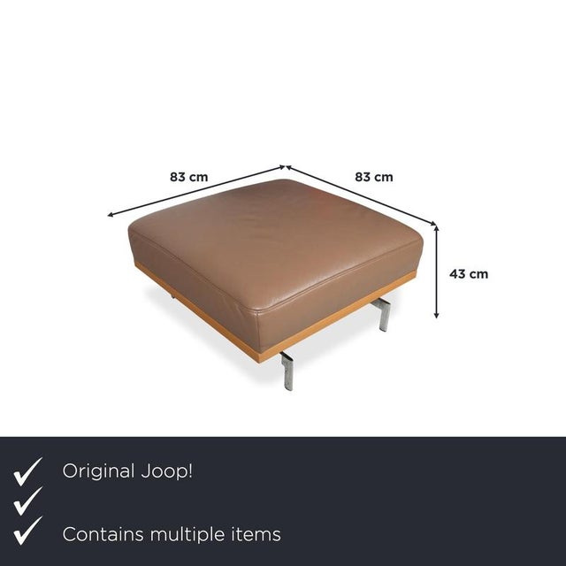 Modern Model 24/7 Corner Sofa and Ottoman in Brown Leather, Wood and Chrome from Joop, Set of 2 For Sale - Image 3 of 18
