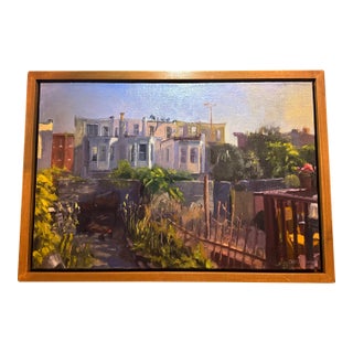 Charles Newman (Pafa Mfa) Original 2008 Oil in Handcrafted Artist Frame – Pre-Gentrification Urban Landscape For Sale
