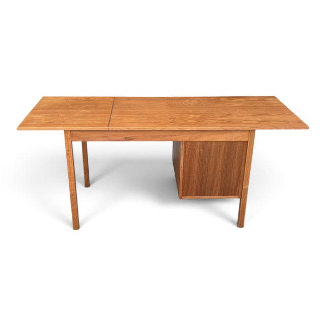 1960s Vintage Mid-Century Modern Expandable Drop-Leaf Teak Writing Desk For Sale - Image 5 of 13