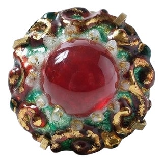 Enamel Brooch by E.G. for Limoges, 1940-1950 For Sale