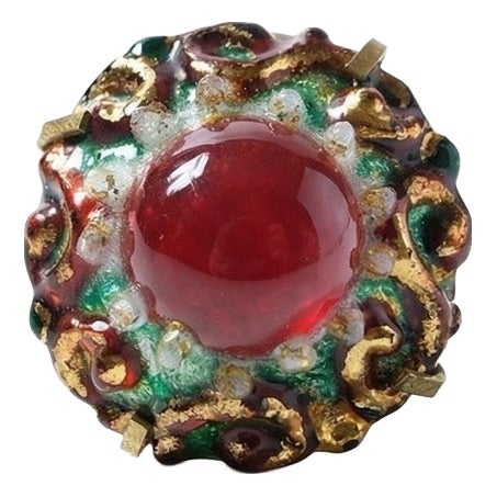 Enamel Brooch by E.G. for Limoges, 1940-1950 For Sale