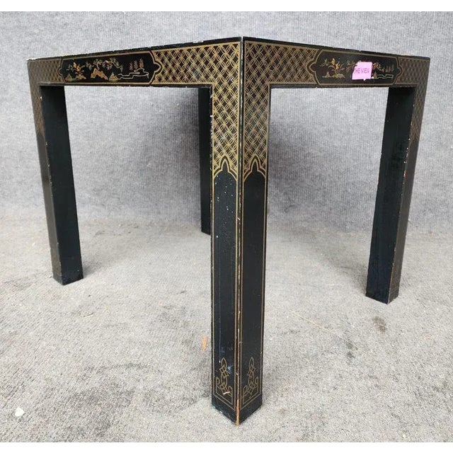 Drexel Heritage Late 20th Century Drexel "Etcetera" Black & Gold Hand-Painted Chinoiserie Side Table For Sale - Image 4 of 8