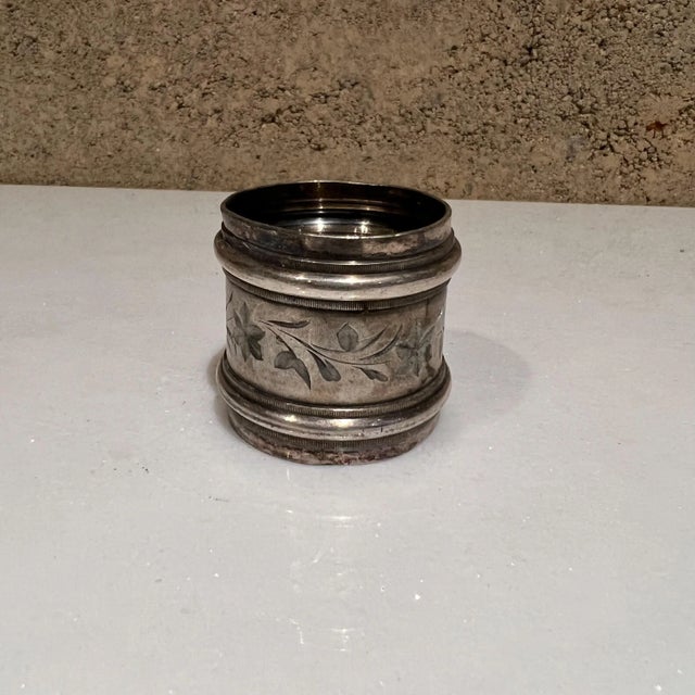 Vintage Floral Silverplated Napkin Ring Holder Inscribed Mother For Sale - Image 4 of 8