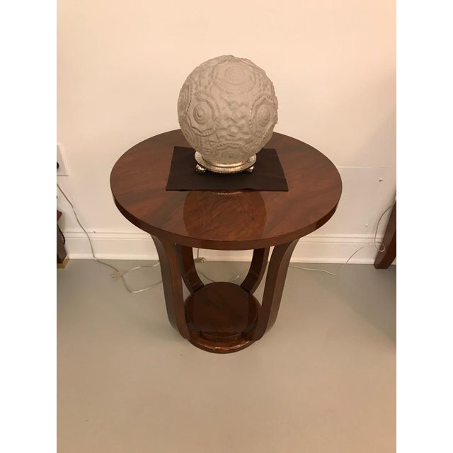 French Art Deco Round Geometric Table Lamp by Sabino For Sale - Image 12 of 13