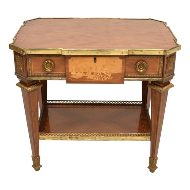 Antique French Inlaid Occasional Side Table, 1920s For Sale