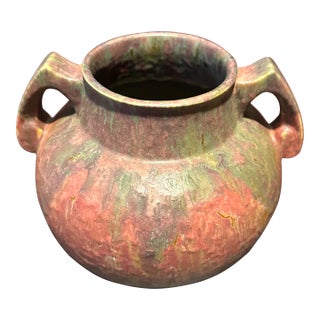 Large Roseville Carnelian II Two-Handled Vase, 1920s For Sale
