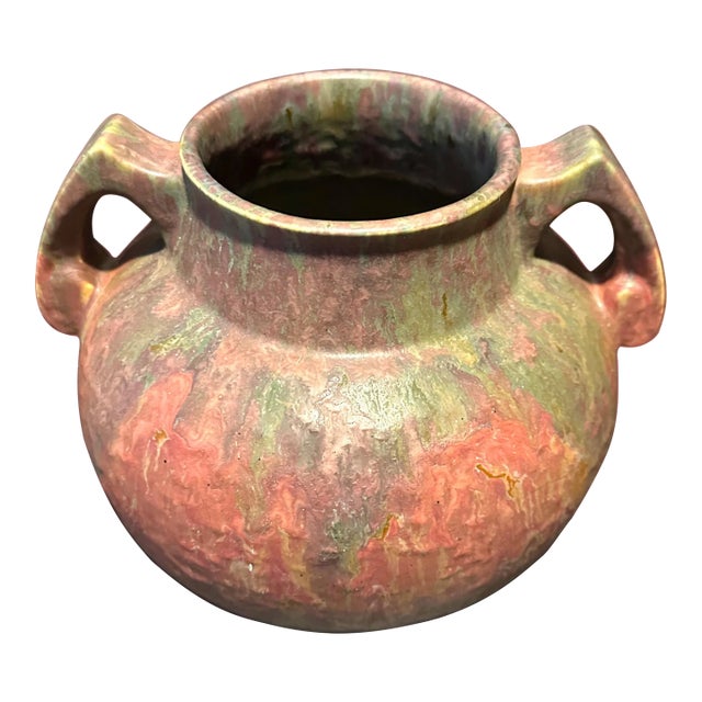 Large Roseville Carnelian II Two-Handled Vase, 1920s For Sale