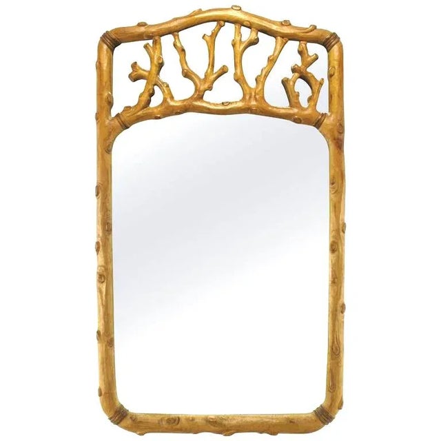 Brown Faux Bois Carved Wood and Glass Console Table For Sale - Image 8 of 10