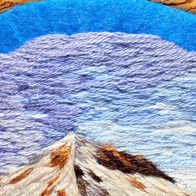 Blooming Valley & Snow Peak - Hand-Embroidered Wall Art For Sale - Image 4 of 14