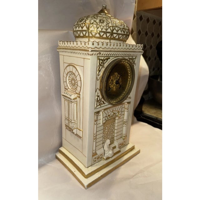 19th Century French Orientalist Porcelain Clock For Sale - Image 10 of 11