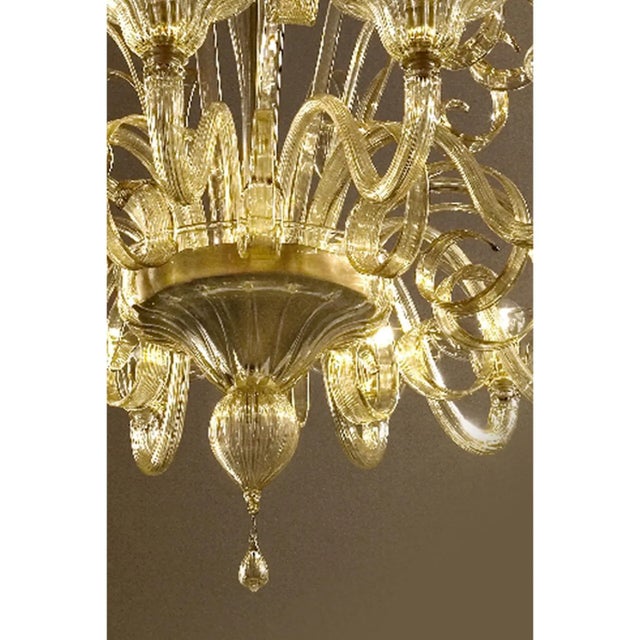 Modern Champagne Venetian “Curls” Murano Glass Chandelier For Sale - Image 4 of 7