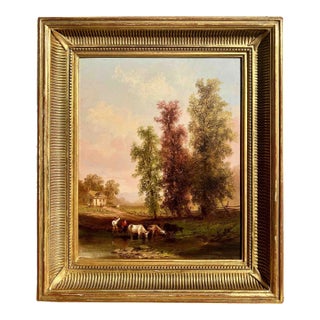 Watering the Cows Oil Painting, 1883 For Sale