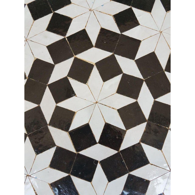 Moroccan Moroccan Black & White Mosaic Side Table For Sale - Image 3 of 6