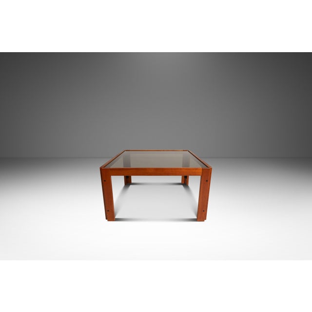 Mid-Century Modern Mid-Century Danish Modern Coffee Table After Afra & Tobia Scarpa for Cassina in Teak Wood W/ Smoked Glass, C. 1970s For Sale - Image 3 of 16