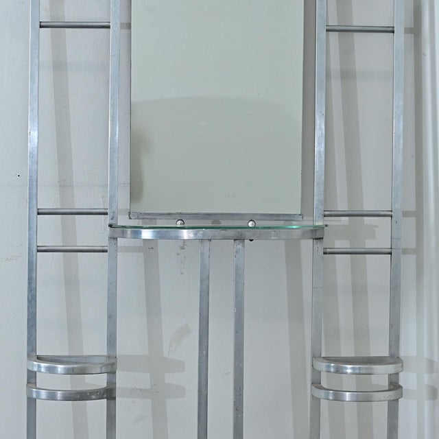 Silver French Art Deco Aluminum Hall Tree with Mirror For Sale - Image 8 of 15