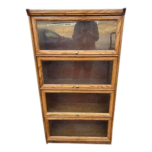 Late 20th Century Vintage Tiger Oak Wood Barrister Style Bookcase