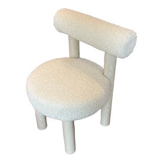 Custom Made Specimen Chair in White Holly Hunt Boucle Fabric For Sale