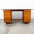 Rare and beautiful solid walnut floating fully finished office desk. Comes with 6 compact drawers each with silver modern...