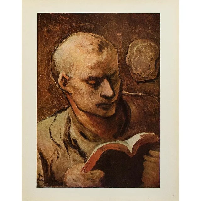 Honoré Daumier Circa 1950s After Honoré Daumier "The Reader" Vintage Full-Color Print For Sale - Image 4 of 6