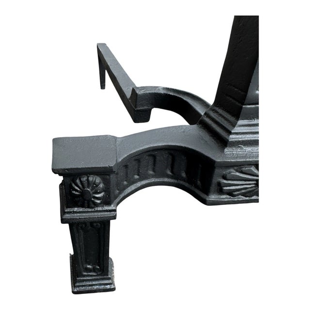 Pair of 1920s Neoclassical Cast Iron Fireplace Andirons With Urn Finials For Sale - Image 15 of 17