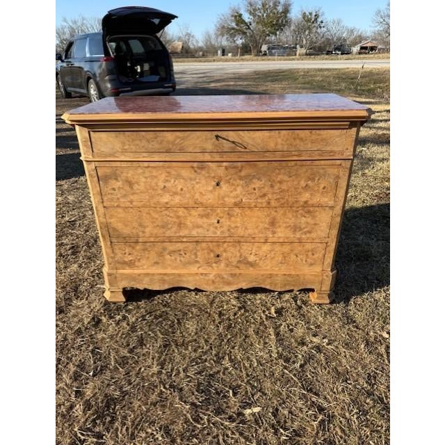 19th Century French Louis Philippe Commode from France. Made of solid Oak, with marble top, the wood was professionally...