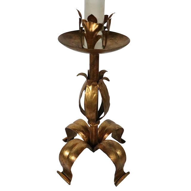 Mid 20th Century Italian Gold Gilt Foliate Table Lamp C. 1950/70's For Sale - Image 5 of 11