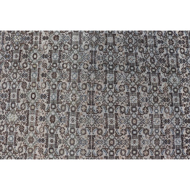 Antique Persian Hamadan Gallery Rug With Allover Pattern in Cool Tone 8'0 X 16'10 For Sale - Image 14 of 17