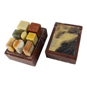 20th Century Group of Soapstone Samples in Carved Box