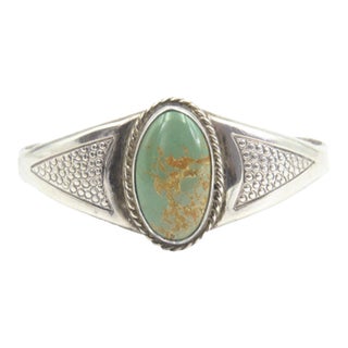 Southwestern Sterling Silver and Turquoise Cuff Bracelet For Sale
