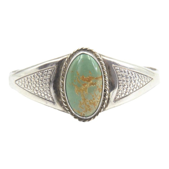 Southwestern Sterling Silver and Turquoise Cuff Bracelet For Sale