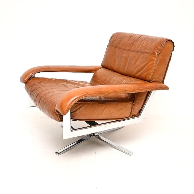 Vintage Leather and Chrome Swivel Armchair from Pieff, 1970 For Sale - Image 4 of 11