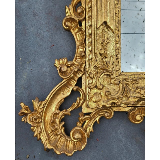 Palatial Antique Italian French Rococo Style Gilt Carved Mirror For Sale - Image 10 of 13