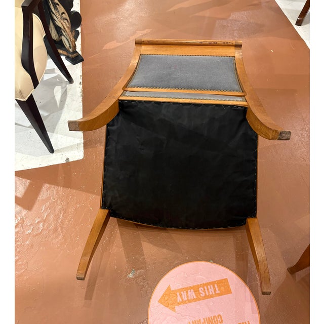 Fine Pair of 19th Century Biedermeier-Baltic style Chairs covered in a blueish grey natural leather with nail head trim....