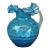 Antique Ariel Blue Coinspot Ruffle Top Glass Water Pitcher, Circa 1900 For Sale