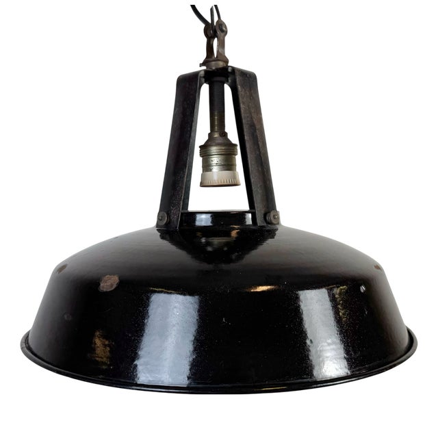 French Industrial Black Enamel Pendant Lamp from Mazda, 1960s For Sale