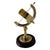 Goldplated, working, model of an equatorial sundial, mounted on a wooden base and marked at the underside of the wooden...