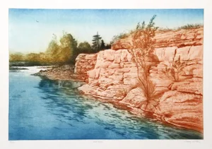 Harvey Kidder, Red Rock, Aquatint Etching