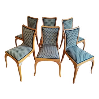 Vintage German Art Deco Dining Chairs in Pear Wood, 1890s, Set of 6 For Sale