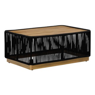 Alpine Teak Outdoor Collection Black Rope Coffee Table For Sale