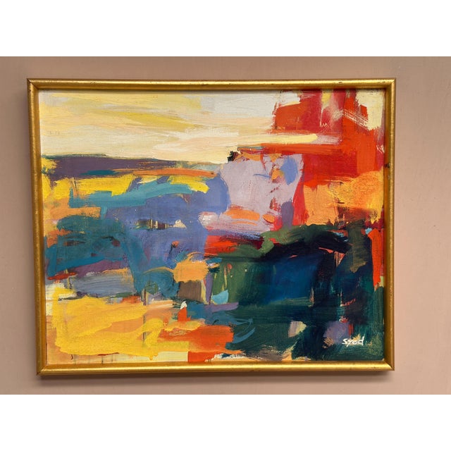 Original Oil on Canvas – “Abstract” by Ubaid Syed – Signed – Vintage & Framed – 53 × 43 cm (20.9" × 16.9") incl. frame An...
