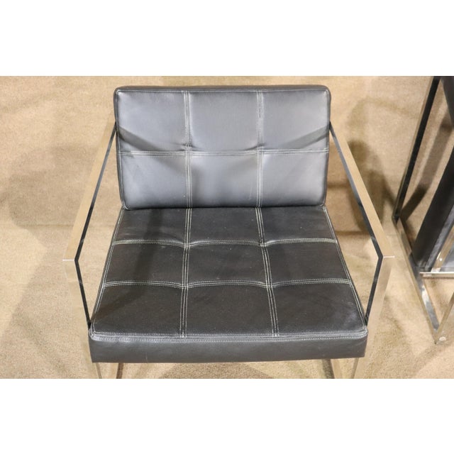Mid-Century Modern Mid 20th Century Pair of Chrome & Black Leather Lounge Chairs For Sale - Image 3 of 8