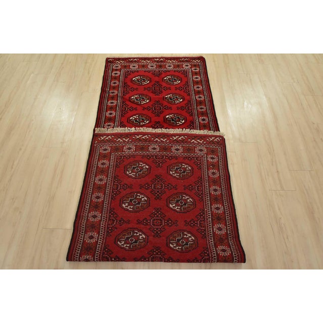 Turkmen Runner 3’3” X 9’6” Red Wool Vintage Tribal Hand-Knotted Oriental Rug For Sale - Image 11 of 12