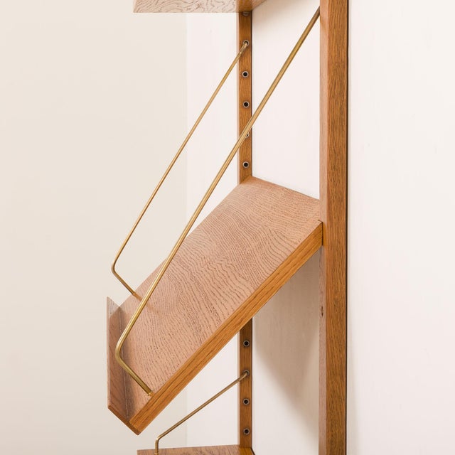 Gold Vintage Scandinavian Shelving Unit in Oak, 1960s For Sale - Image 8 of 11