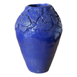 Onofrio Acone Blue Handcrafted Italian Ceramic Vessel For Sale