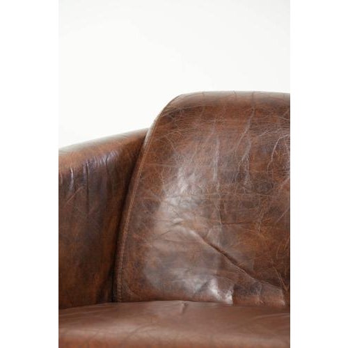 Aviator Cowhide Leather Armchair in Warm Brown For Sale - Image 11 of 13