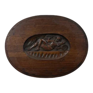 Antique Folk Art Carved Wood Plaque/Table Top