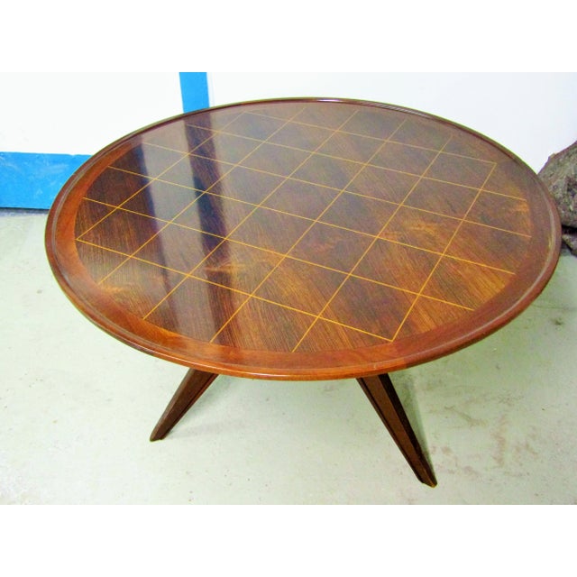 - Mid-century Art Deco style rosewood coffee table - Made in France in the 1940s - With sycamore inserts - Fully restored...