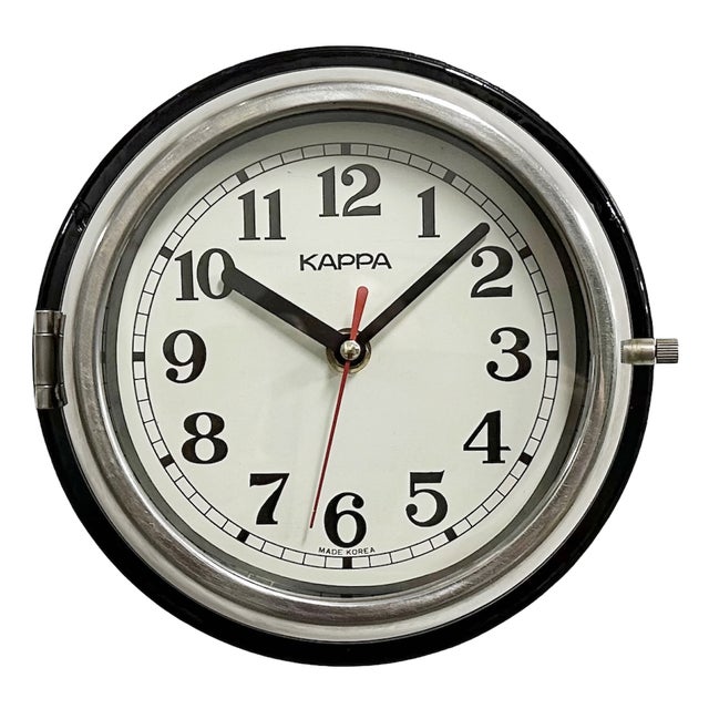 Vintage Black Kappa Maritime Wall Clock, 1980s For Sale