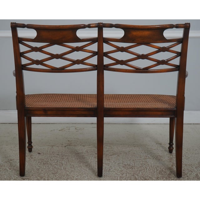 Theodore Alexander Regency Mahogany Brass Inlaid Cane Seat Bench For Sale - Image 17 of 18